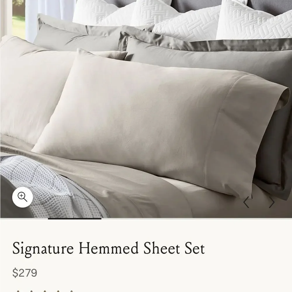 Boll & Branch Sateen Organic Cotton Signature Hemmed Sheet Set Queen $279